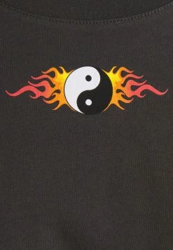 Even&Odd Damen CLARE YIN YANG FLAMES SMALL PRINT TEE / 801 - ANTHRACITE - T-Shirt Print - Anthracite -Even&Odd Verkäufe b2e2feb167204c03b80f9888b8643b15