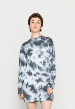 Even&Odd Damen CREW NECK TYE DIE DRESS - Freizeitkleid - Black/white