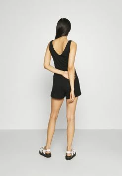Even&Odd Damen BASIC Deep V Playsuit - Jumpsuit - Black -Even&Odd Verkäufe b4faa5962a7f4ec688c38dab6c486f96