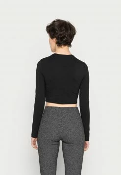 Even&Odd Damen CROPPED LONG SLEEVE WITH POINTY HEM - Langarmshirt - Black -Even&Odd Verkäufe c0b1bc7c36204e4fbb92952a2e00374a