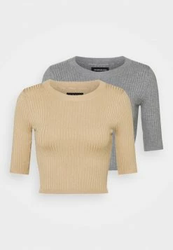 Even&Odd Damen 2 PACK - T-Shirt Basic - Mottled Grey/sand -Even&Odd Verkäufe c18a378c626a48c3a5d4b32395519de0