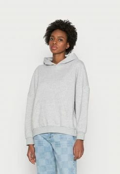 Even&Odd Damen HOODIE LONG WITHOUT DRAWCORD AND POCKET - Kapuzenpullover - Mottled Light Grey