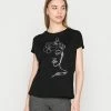 Even&Odd Damen T-Shirt Print - Black -Even&Odd Verkäufe c20495994fc341979fa967ba482ca8cf