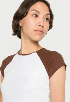 Even&Odd T-Shirt Basic - White Brown | Damen -Even&Odd Verkäufe c7e7269e569a40f094010804b3899c61