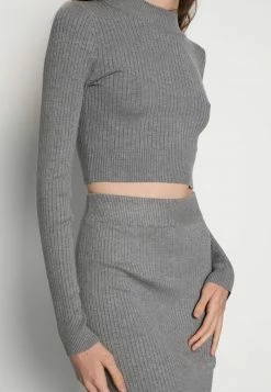 Even&Odd Damen PERKIN CROPPED SKIRT SET - Strickpullover - Mottled Grey -Even&Odd Verkäufe d4f4b3cfd07549e5840990840677e12b