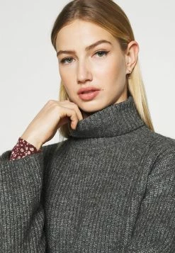Even&Odd Damen CROPPED BOXY ROLL NECK - Strickpullover - Mottled Dark Grey -Even&Odd Verkäufe d59f544de8cf48e49ca9265c721b9458