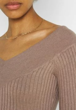 Even&Odd KNIT V NECK MIDI BODYCON DRESS - Etuikleid - Taupe | Damen -Even&Odd Verkäufe d67beeabfc8448f3a64c25d3d08cadec