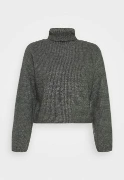Even&Odd Damen CROPPED BOXY ROLL NECK - Strickpullover - Mottled Dark Grey -Even&Odd Verkäufe d6f8f279d3524b58b652d73c238aa6c8