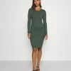 Even&Odd Damen Knit Mini Wide Rib Basic Dress - Etuikleid - Green
