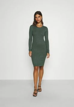 Even&Odd Damen Knit Mini Wide Rib Basic Dress - Etuikleid - Green