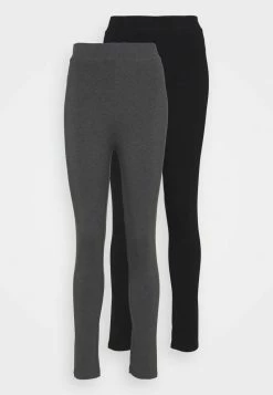 Even&Odd HIGH WAISTED LEGGINGS 2 PACK - Leggings - Hosen - Black/mottled Dark Grey | Damen -Even&Odd Verkäufe d801180b496544009a781d4a56815d6f