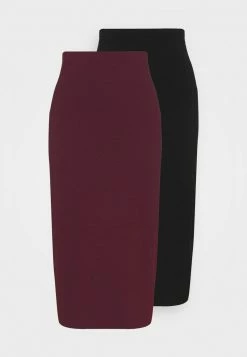Even&Odd Damen 2er PACK - Bleistiftrock - Black/bordeaux
