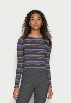 Even&Odd Damen CROPPED CREWNECK LONG SLEEVE - Langarmshirt - Blue
