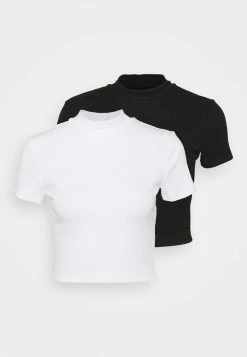 Even&Odd Damen 2 PACK - T-Shirt Basic - Black/white -Even&Odd Verkäufe eb97387a3da94a6dbedb5efb927d7853