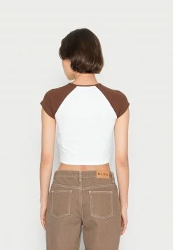 Even&Odd T-Shirt Basic - White Brown | Damen -Even&Odd Verkäufe ecc718e44c83494daa2dea5bcd6c6a76