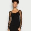 Even&Odd LONG PUFF SLEEVES RUSHING BODYCON DRESS - Cocktailkleid/festliches Kleid - Black | Damen -Even&Odd Verkäufe f0cc9468a38c433c9936d20c296adb08