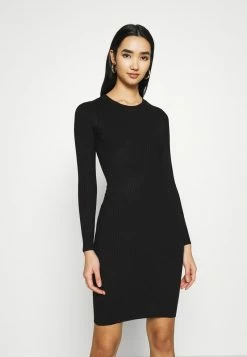 Even&Odd Damen Knit Mini Wide Rib Basic Dress - Etuikleid - Black