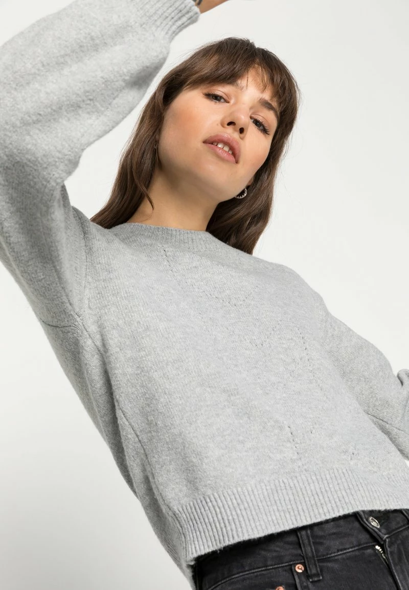 Even&Odd Damen POINTELLE CREW NECK JUMPER - Strickpullover - Mottled Light Grey 7 Even&Odd Damen POINTELLE CREW NECK JUMPER - Strickpullover - Mottled Light Grey – Bild 5