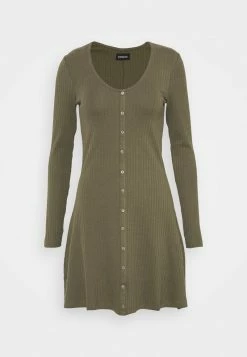 Even&Odd Ribbed Button Through Mini Dress - Strickkleid - Green | Damen -Even&Odd Verkäufe f67e40c5fe454e3085585e19061be4e5