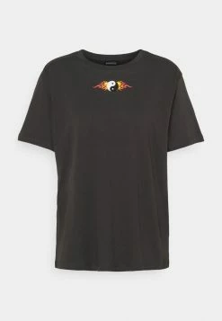 Even&Odd Damen CLARE YIN YANG FLAMES SMALL PRINT TEE / 801 - ANTHRACITE - T-Shirt Print - Anthracite -Even&Odd Verkäufe f88deb009b5244658ce31f30178cf2ab
