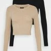 Even&Odd Damen 2 PACK - Strickpullover - Black/sand -Even&Odd Verkäufe fca3aa32db4946fb81ff06d4dd5727c0