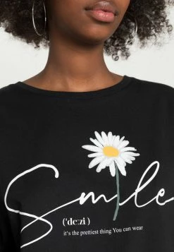 Even&Odd Damen LIZ SMILE DAISY TEE - T-Shirt Print - Black 11 Even&Odd Damen LIZ SMILE DAISY TEE - T-Shirt Print - Black -Even&Odd Verkäufe ff873762e6a7453f8c5f31fc383d9f13
